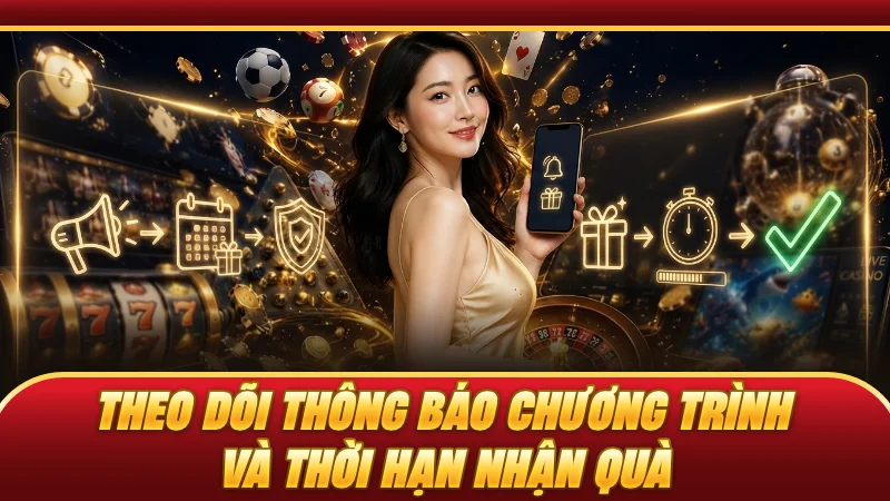 Theo dõi thông báo chương trình và thời hạn nhận quà